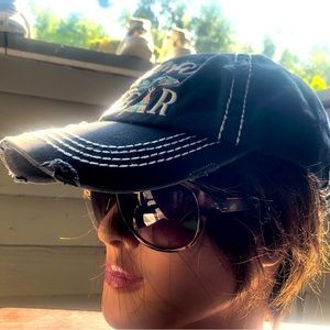 "Mama Bear" Distressed Womens Hat by KBETHOS Vintage Cap (H3) Black Pink